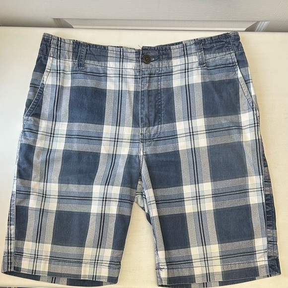 Cherokee Men's Flat Front Cotton Chino Shorts Blue Plaid Size 34 - Picture 13 of 13